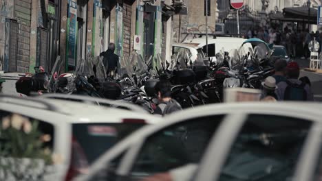 Busy-Naples-street-with-parked-motorcycles