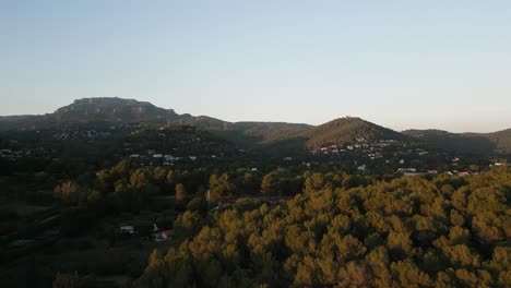 beautiful-neighbourhood-located-in-the-hills-near-Matadepera,-Barcelona---establishment-drone-shot