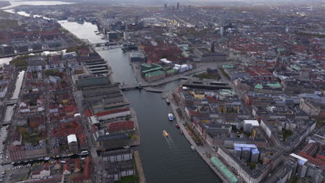 Aerial-shot-over-central-Copenhagen-river