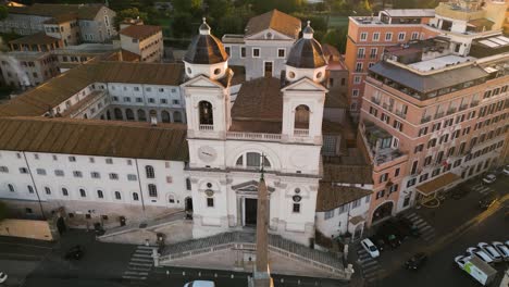 Beautiful-Aerial-View-of-Trinita-dei-Monto-Church-at-the-Spanish-Steps