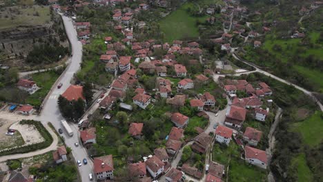 Drone-view-of-Safranbolu-with-beautiful-roofed-houses,-on-the-world-heritage-list