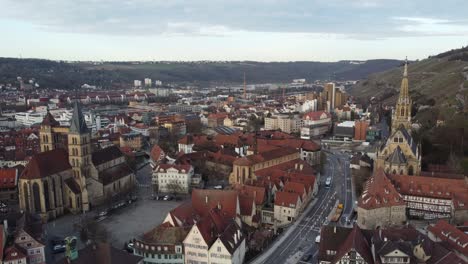 Aerial-view-of-the-centre-of-the-historic-district-of-the-city-Esslingen-near-Stuttgart-in-southern-Germany