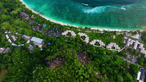Cinematic-aerial-drone-view-Mahè-Island,-Seychelles,-Indian-Ocean