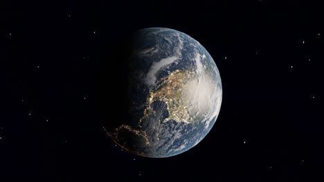 Planeta-Tierra-Desde-El-Espacio-En-La-Noche-América-Vertical.