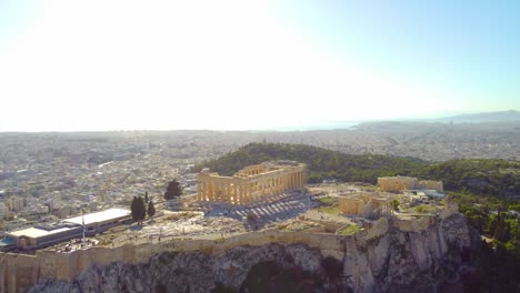 Acropolis-Of-Athens-On-Top-Of-The-Rocky-Outcrop-Over-Athens-Cityscape-In-Greece