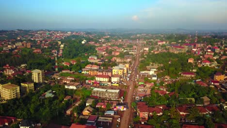 Aerial-View-Over-Neighborhood-Of-Kampala-In-Uganda---Drone-Shot