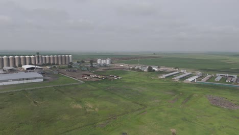Panoramic-view-of-silos,-slaughterhouse-and-factories-of-the-farming-community-in-South-Africa