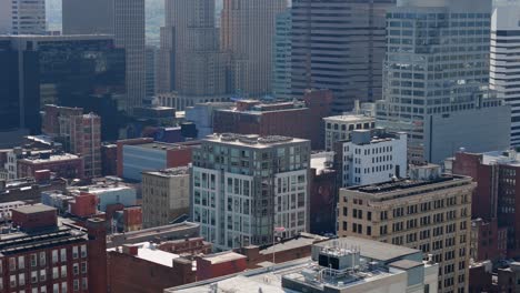Aerial-central-modern-city-in-USA-Cincinnati-Ohio-old-and-new-buildings