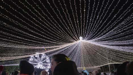 Menschen,-Die-Im-Rahmen-Der-Feierlichkeiten-Zum-Galati-Nationalfeiertag-In-Rumänien-Durch-Den-Mit-Festlichen-Lichtern-Beleuchteten-Park-Spazieren-–-Aus-Nächster-Nähe