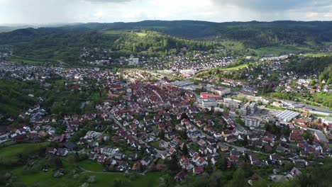 Aerial-view-of-the-picturesque-village-of-Murrhardt-in-the-Swabian-Franconian-forest-in-southern-Germany