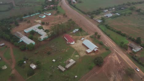 Drone-video-of-a-catholic-mission-village-in-Bulawayo,-Zimbabwe