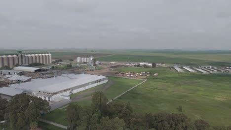 Panoramic-view-of-silos,-slaughterhouses-and-factories-of-the-farming-community-in-South-Africa