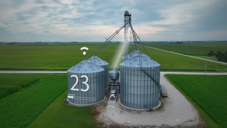 Futuristic-farm-with-silos-with-animation-of-IoT-connectivity-and-digital-readouts