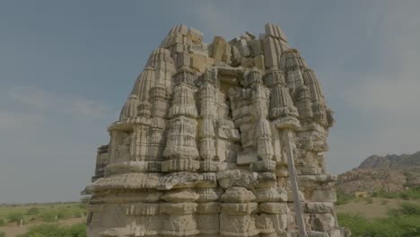 Drone-shot-of-old-Jain-Temple-in-Nagarparkar-during-day-in-Pakistan
