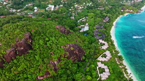 Cinematic-aerial-drone-view-Mahè-Island,-Seychelles,-Indian-Ocean