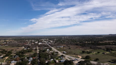 Johnson-City,-Texas-aerial-drone-Hyperlapse-of-the-clouds-and-traffic