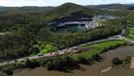 Oxenford,-Gold-Coast,-4-January-2024---Left-to-right-aerial-views-of-the-Coomera-River-and-Oxenford-Quarry