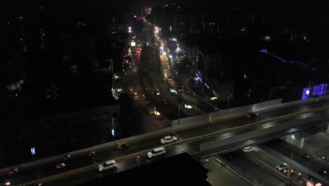 Rajkot-aerial-drone-view-many-vehicles-are-passing-Many-vehicles-are-passing-over-the-bridge