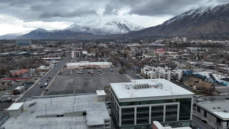 Aerial-view-of-Provo-Utah-ascending-downtown