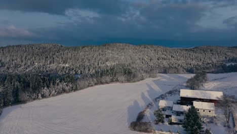 Bosques-Y-Tierras-De-Cultivo-Cubiertos-De-Nieve-En-Indre-Fosen,-Condado-De-Trondelag,-Noruega