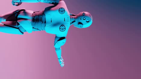 Zeitgenössische-Roboterfigur-Auf-Einem-Vertikalen-Hintergrund-Mit-Farbverlauf