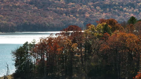 Fall-Color-Nature-On-Lake-Fort-Smith-State-Park-In-Arkansas,-United-States