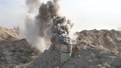 Smoke-bomb-to-hide-soldiers-during-war,-Israel-Hamas-War-2023