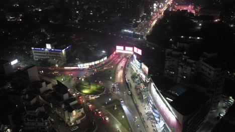 Rajkot-aerial-drone-view-Lots-of-vehicles-exiting-and-leaving