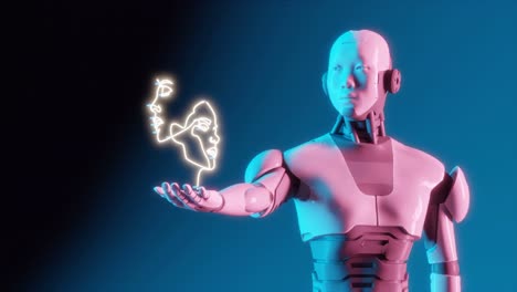Futuristic-Harmony:-Robot-with-Neon-Face-Profile