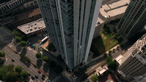 Drone-shot-revealing-Buckhead-City-modern-skyline-buildings-and-apartments,-Georgia,-USA