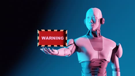 Vorsichtige-Zukunft:-Roboter-Präsentiert-Warnschild