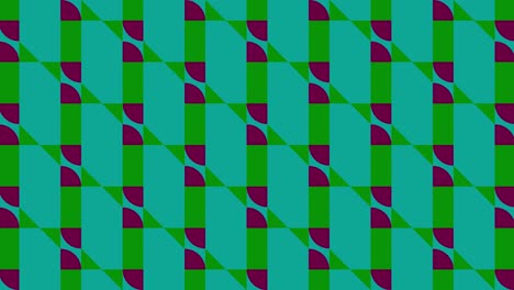 2D-Kachel,-Bunte-Animation,-Geometrisches-Muster,-Visueller-Effekt,-Bewegungsgrafik,-Retro-Illusion,-Formen,-Symmetrie,-Grafik,-Hintergrund,-Blaugrün,-Grün
