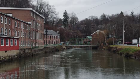 Old-brick-buildings-in-an-industrial-park-with-a-creek-in-small-town-USA"-Include-keywords:-Dutchess-County,-Wappingers-Falls,-and-Wappingers-Creek