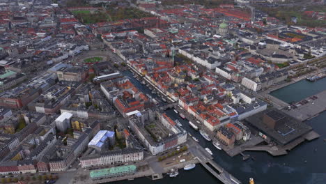 Wide-aerial-shot-over-Nyhavn-Copenhagen