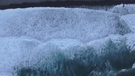 Powerful-stormy-sea-waves-in-top-down-drone-shot-perspective,-azores