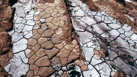 Striking-geometric-patterns-created-in-the-muddy-floor-of-a-dried-up-body-of-water-in-vivid-natural-shades-and-colors