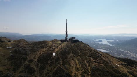 Ulriken-Mountain---Bergen,-Norway---4K-drone-orbit