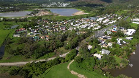 Oxenford,-Gold-Coast,-4-January-2024---Aerial-views-of-the-Coomera-residential-housing-adjacent-to-the-Coomera-River