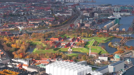 Tight-aerial-shot-over-Kastellet-Copenhagen