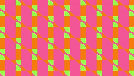 2D-Kachel,-Bunte-Animation,-Geometrisches-Muster,-Visueller-Effekt,-Bewegungsgrafik,-Retro-Illusion,-Formen,-Symmetrie,-Grafik,-Hintergrund,-Rosa,-Orange,-Limette