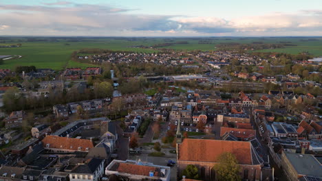 Aerial-view:-city-of-Dokkum-with-the-church-in-the-center