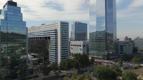 Aerial-View-Of-Financial-district-buildings-in-Santiago-de-Chile