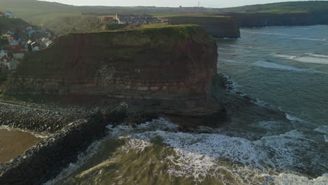 Establishing-Drone-Shot-of-Staithes-Cliff-North-Yorkshire-Coast-UK
