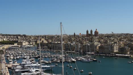 View-Of-Vittoriosa-Yacht-Marina,-Shot-From-The-Top-Of-Fort-Saint-Angelo