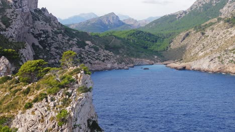Cinematic-Aerial-Shot-Water-Reservoir-Cuber,-Tramuntana-Mountains,-Mallorca,-Majorca