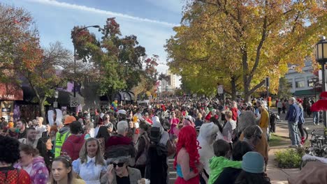 Crowds-of-people-in-costume-walking-around-celebrating-Halloween