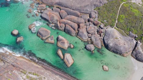 top-down-shot-of-Elephant-rocks-in-Denmark,-Western-Australia