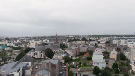 Drone-shot-viewing-suburbs-of-city-Brest-in-France-on-cloudy-day