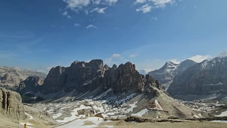 Rocky-landscape-of-Italian-Dolomites,-taken-from-Lagazuoi-peak,-with-Gruppo-delle-Tofane-and-other-magnificent-mountains