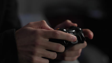 Slow-Motion-Hands-Holding-A-Controller-Playing-Video-Games,-Extreme-Close-up